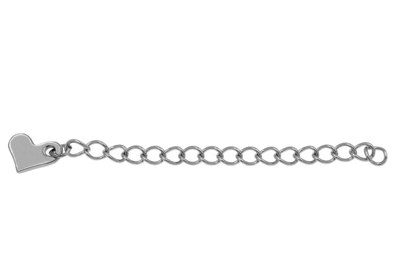 Αλυσίδα Ατσάλινη Προέκταση 4x3x0.6mm με Καρδιά 7x9mm, 6cm σε συσκευασία - So Cute Cut