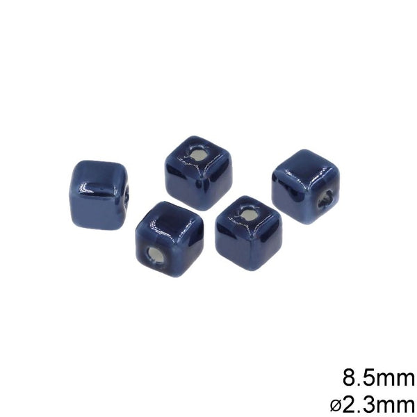 Χάνδρα Κεραμική Κύβος 8.5mm με τρύπα 2.3mm σε συσκευασία 50 τεμαχίων - So Cute Cut