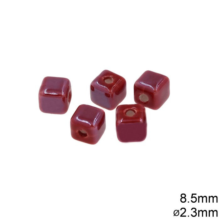 Χάνδρα Κεραμική Κύβος 8.5mm με τρύπα 2.3mm σε συσκευασία 50 τεμαχίων - So Cute Cut