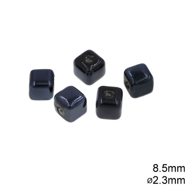 Χάνδρα Κεραμική Κύβος 8.5mm με τρύπα 2.3mm σε συσκευασία 50 τεμαχίων - So Cute Cut
