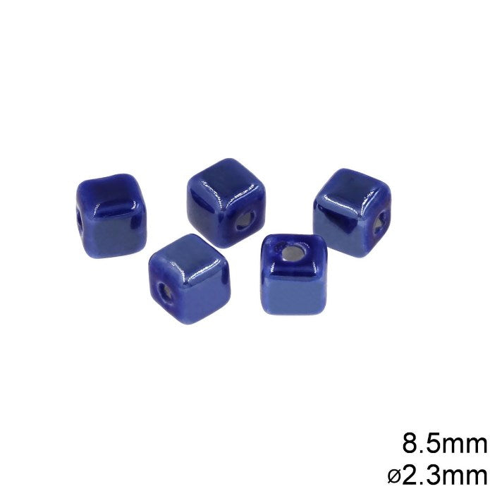 Χάνδρα Κεραμική Κύβος 8.5mm με τρύπα 2.3mm σε συσκευασία 50 τεμαχίων - So Cute Cut