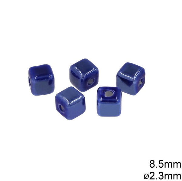 Χάνδρα Κεραμική Κύβος 8.5mm με τρύπα 2.3mm σε συσκευασία 50 τεμαχίων - So Cute Cut