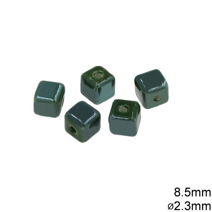 Χάνδρα Κεραμική Κύβος 8.5mm με τρύπα 2.3mm σε συσκευασία 50 τεμαχίων - So Cute Cut