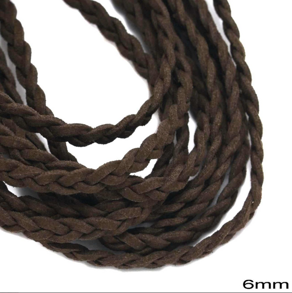 Κορδόνι suede πλακέ πλεξούδα 6mm σε συσκευασία 5 μέτρων - So Cute Cut
