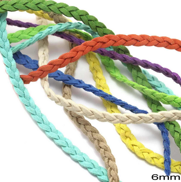 Κορδόνι suede πλακέ πλεξούδα 6mm σε συσκευασία 5 μέτρων - So Cute Cut