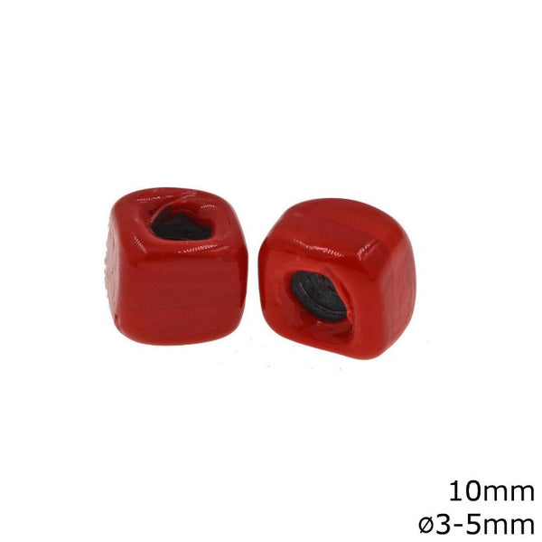 Γυάλινη Χάνδρα Κύβος 10mm με Φ3-5mm σε συσκευασία 50 τεμαχίων - So Cute Cut