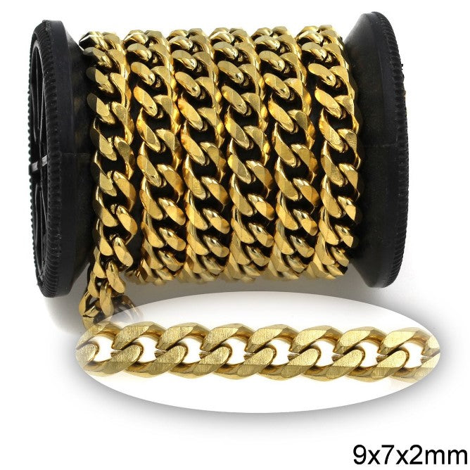 Αλυσίδα Ατσάλινη Γκουρμέτ Διαμαντέ 9x7x2mm σε συσκευασία 2 μέτρων - So Cute Cut