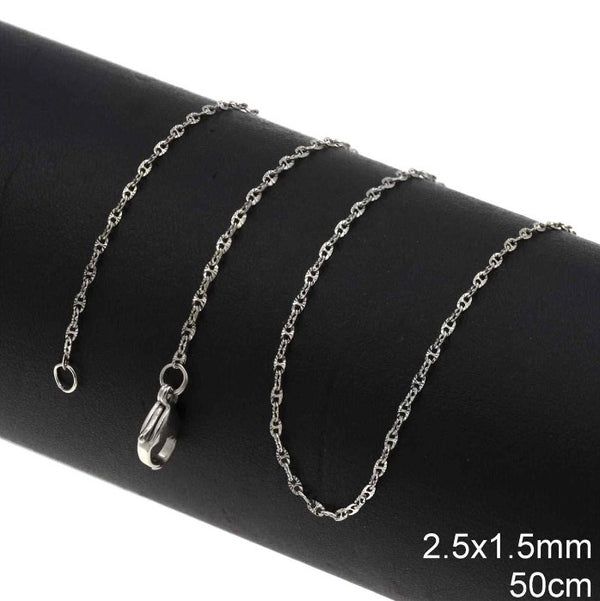 Αλυσίδα Ατσάλινη Θήτα Διαμαντέ 2.5x1.5mm σε συσκευασία 6 τεμαχίων - So Cute Cut