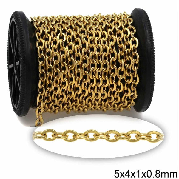 Αλυσίδα Ατσάλινη Φορσετίνα 5x4x1x0.8mm ΧΡΥΣΗ σε συσκευασία 2 μέτρων - So Cute Cut