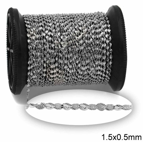 Αλυσίδα Ατσάλινη Σερπαντίνα Στριφτή 1.5x0.5mm σε συσκευασία 2 μέτρων - So Cute Cut