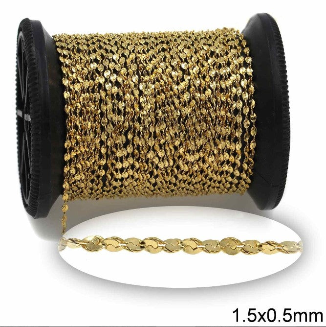 Αλυσίδα Ατσάλινη Σερπαντίνα Στριφτή 1.5x0.5mm σε συσκευασία 2 μέτρων - So Cute Cut