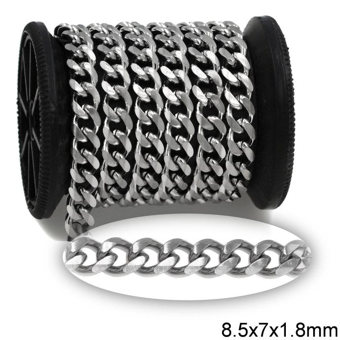 Αλυσίδα Ατσάλινη Γκουρμέτ Διαμαντέ 8.5x7x1.8mm σε συσκευασία 2 μέτρων - So Cute Cut