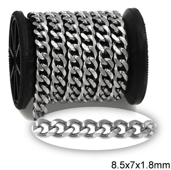 Αλυσίδα Ατσάλινη Γκουρμέτ Διαμαντέ 8.5x7x1.8mm σε συσκευασία 2 μέτρων - So Cute Cut