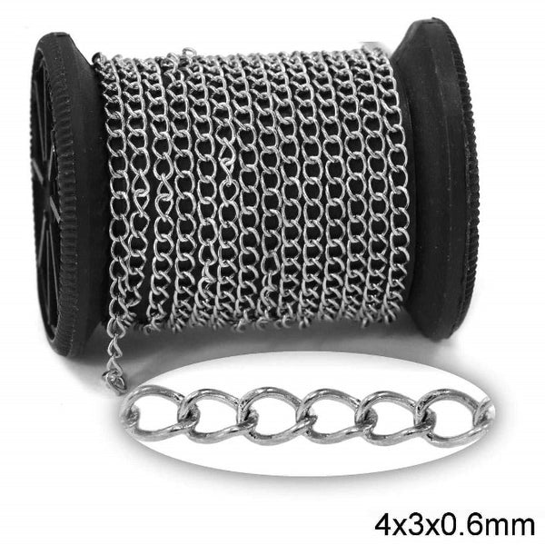 Αλυσίδα Ατσάλινη Γκουρμέτ 4x3x0.6mm σε συσκευασία 2 μέτρων - So Cute Cut