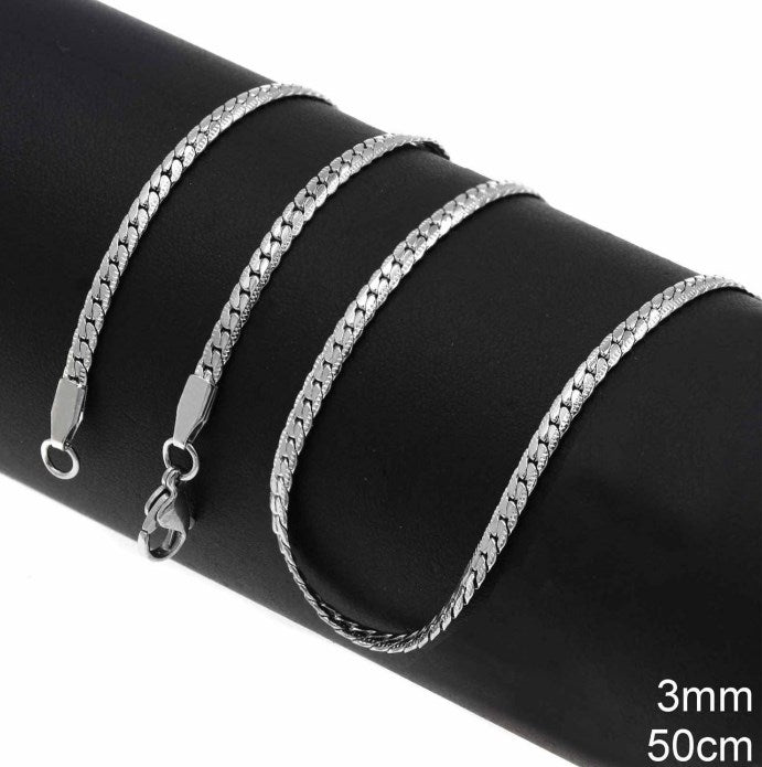 Ατσάλινη αλυσίδα ψαροκόκκαλο 3mm μήκους 50cm – διαθέσιμη σε επίχρυσο, άβαφο και δίχρωμο – συσκευασία 2 τεμαχίων – So Cute Cut